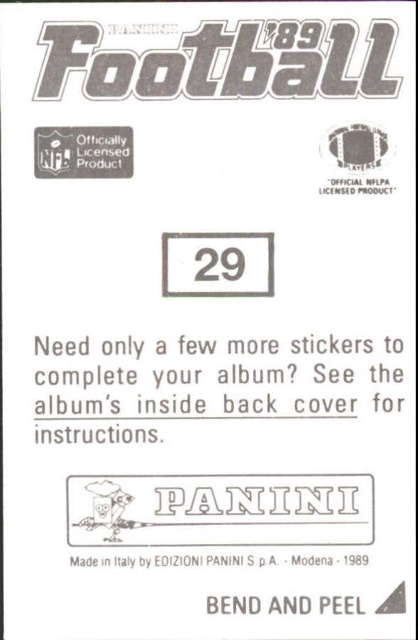 1989 Panini Stickers #29 Mike Tomczak back image