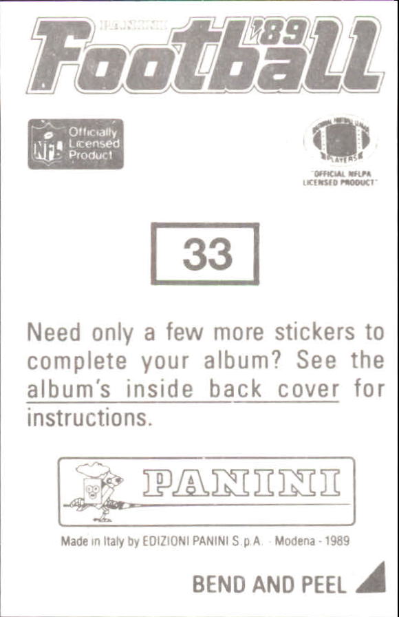 1989 Panini Stickers #33 Herschel Walker back image