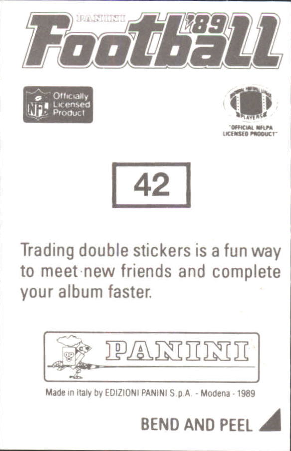1989 Panini Stickers #42 Ed Too Tall Jones back image