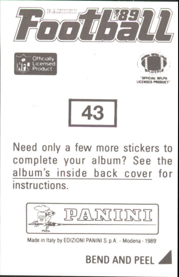 1989 Panini Stickers #43 Kevin Brooks back image