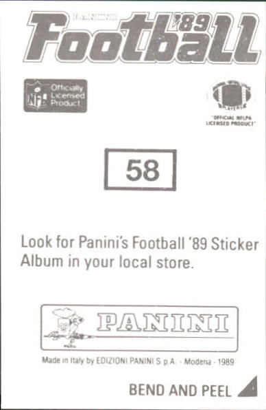 1989 Panini Stickers #58 Lomas Brown back image