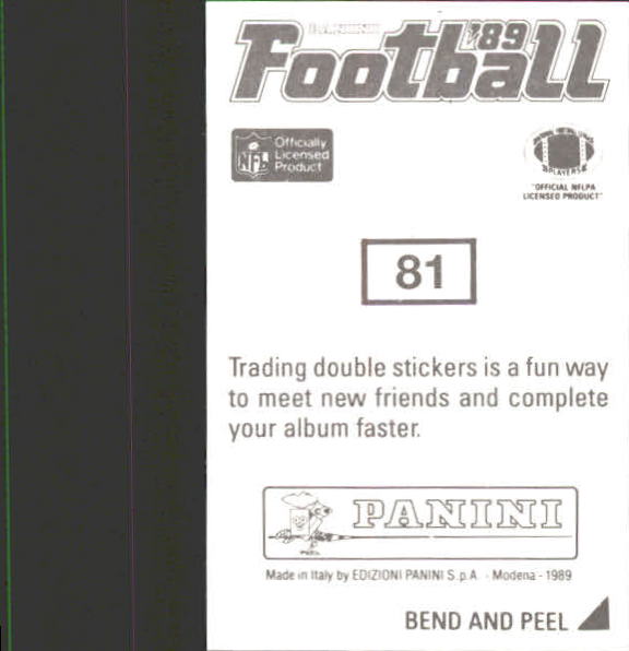 1989 Panini Stickers #81 Doug Smith back image