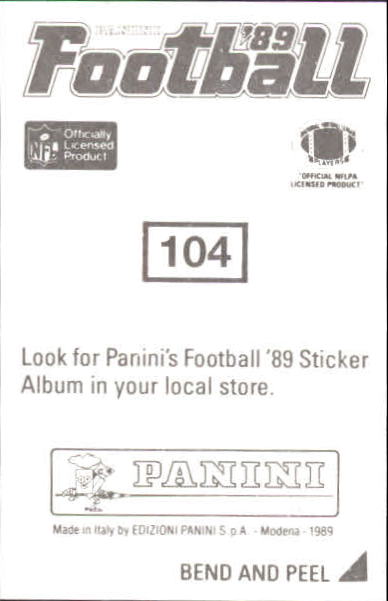 1989 Panini Stickers #104 Vaughan Johnson back image