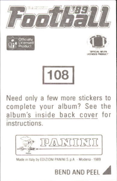 1989 Panini Stickers #108 Brad Edelman back image
