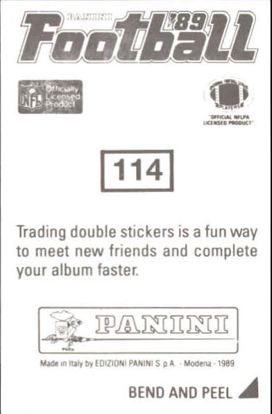 1989 Panini Stickers #114 Erik Howard back image