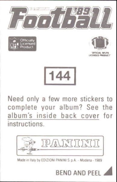 1989 Panini Stickers #144 Ken Harvey back image