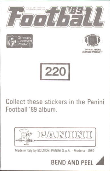 1989 Panini Stickers #220 Fred Smerlas back image