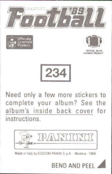 1989 Panini Stickers #234 Ickey Woods back image