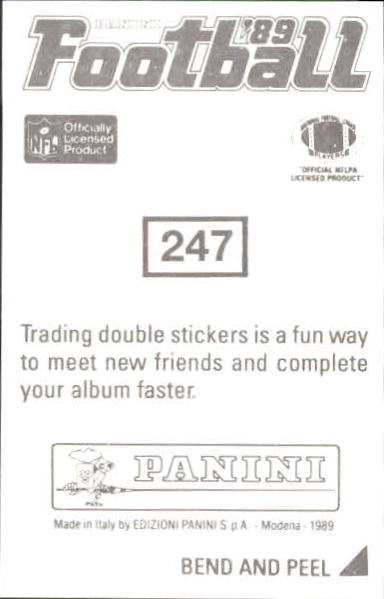 1989 Panini Stickers #247 Hanford Dixon back image