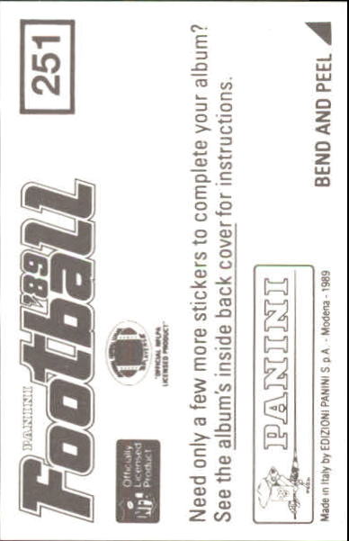 B2010- 1989 Panini Stickers Football Cards 251-417 -You Pick- 15+ FREE US SHIP - Picture 3 of 331