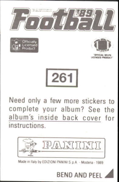 1989 Panini Stickers #261 Karl Mecklenburg back image