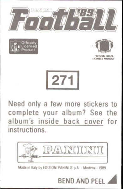 B2010- 1989 Panini Stickers Football Cards 251-417 -You Pick- 15+ FREE US SHIP - Picture 43 of 331