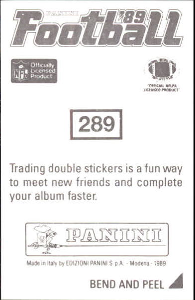 B2010- 1989 Panini Stickers Football Cards 251-417 -You Pick- 15+ FREE US SHIP - Picture 79 of 331