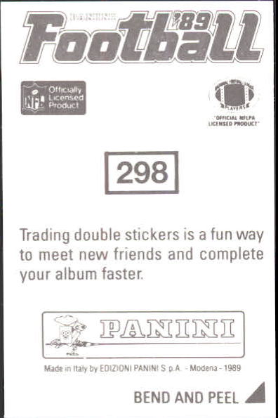 B2010- 1989 Panini Stickers Football Cards 251-417 -You Pick- 15+ FREE US SHIP - Picture 97 of 331