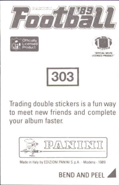 B2010- 1989 Panini Stickers Football Cards 251-417 -You Pick- 15+ FREE US SHIP - Picture 106 of 331