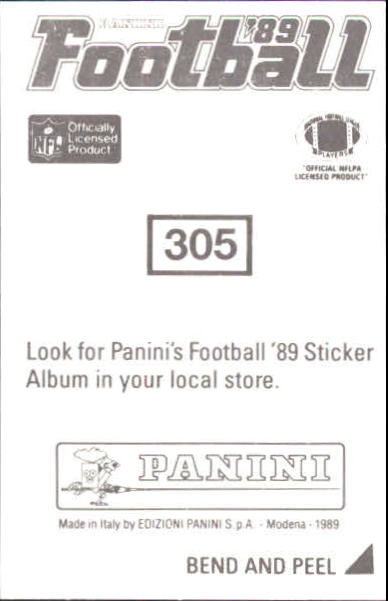 1989 Panini Stickers #305 Albert Lewis back image