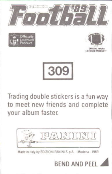 1989 Panini Stickers #309 Paul Palmer back image