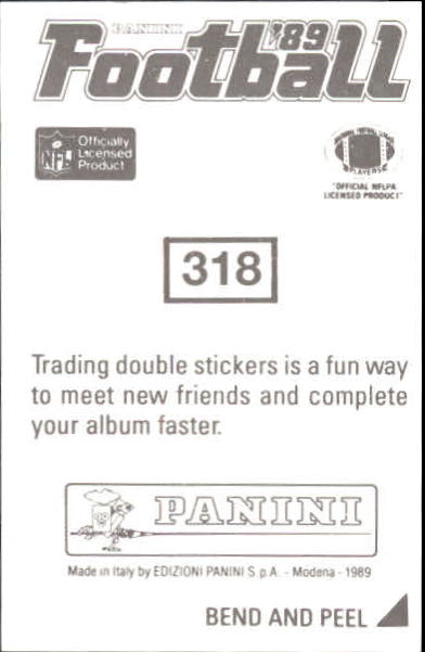 1989 Panini Stickers #318 Greg Townsend back image