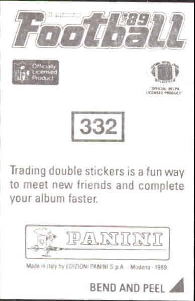 B2010- 1989 Panini Stickers Football Cards 251-417 -You Pick- 15+ FREE US SHIP - Picture 164 of 331