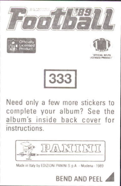 B2010- 1989 Panini Stickers Football Cards 251-417 -You Pick- 15+ FREE US SHIP - Picture 166 of 331