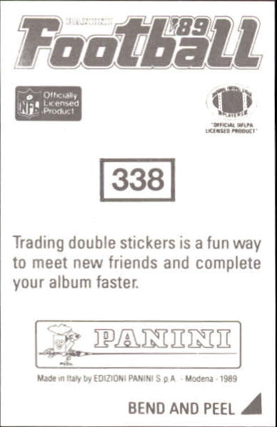 1989 Panini Stickers #338 Mark Duper back image