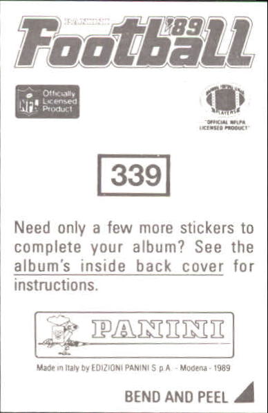 1989 Panini Stickers #339 Troy Stradford back image