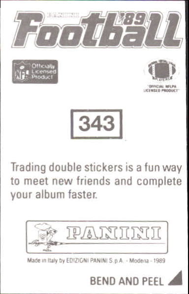 B2010- 1989 Panini Stickers Football Cards 251-417 -You Pick- 15+ FREE US SHIP - Picture 186 of 331