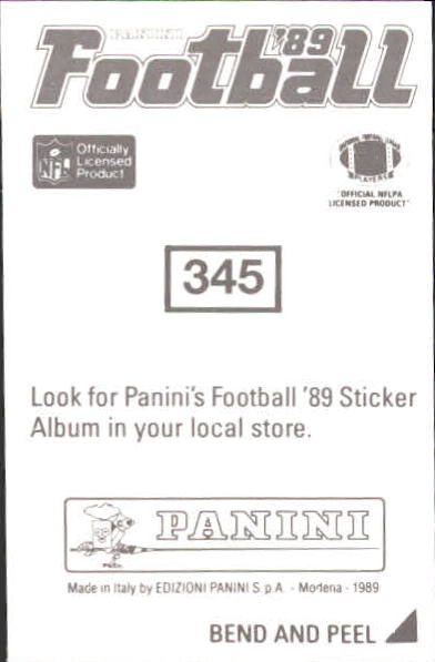 B2010- 1989 Panini Stickers Football Cards 251-417 -You Pick- 15+ FREE US SHIP - Picture 190 of 331