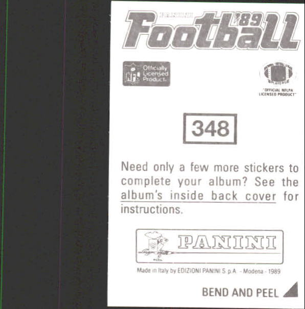 B2010- 1989 Panini Stickers Football Cards 251-417 -You Pick- 15+ FREE US SHIP - Picture 196 of 331