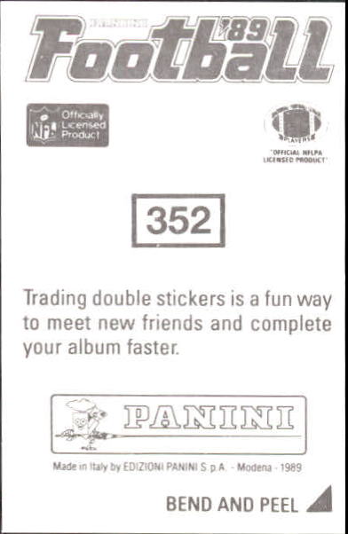 B2010- 1989 Panini Stickers Football Cards 251-417 -You Pick- 15+ FREE US SHIP - Picture 204 of 331