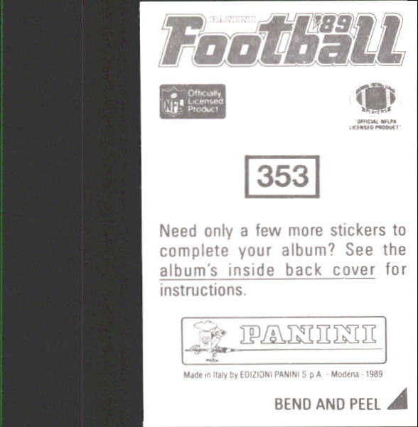 B2010- 1989 Panini Stickers Football Cards 251-417 -You Pick- 15+ FREE US SHIP - Picture 206 of 331