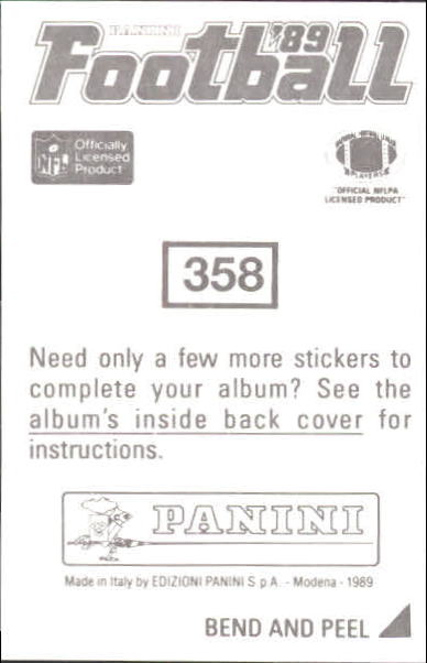 B2010- 1989 Panini Stickers Football Cards 251-417 -You Pick- 15+ FREE US SHIP - Picture 216 of 331