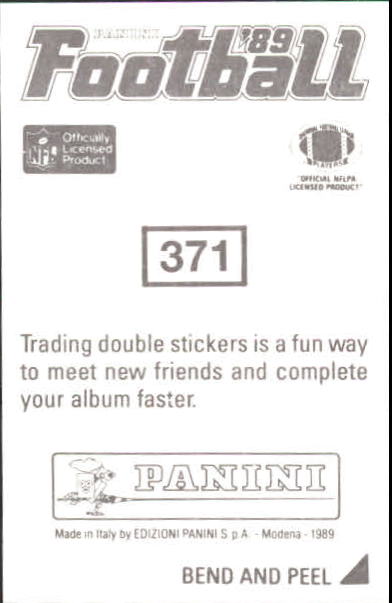 B2010- 1989 Panini Stickers Football Cards 251-417 -You Pick- 15+ FREE US SHIP - Picture 242 of 331