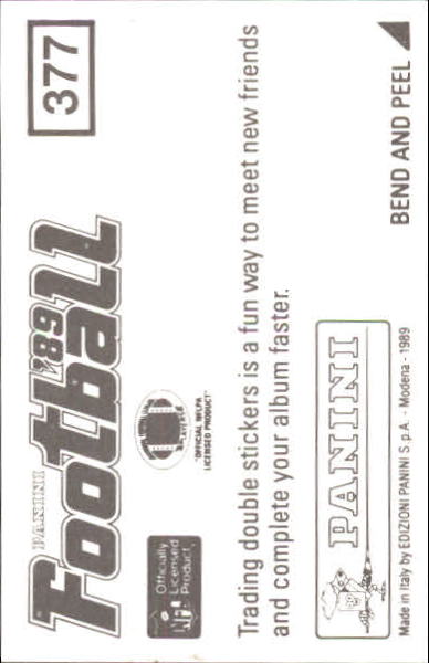 B2010- 1989 Panini Stickers Football Cards 251-417 -You Pick- 15+ FREE US SHIP - Picture 254 of 331