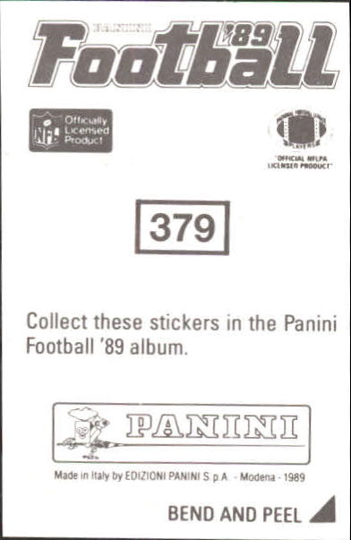 B2010- 1989 Panini Stickers Football Cards 251-417 -You Pick- 15+ FREE US SHIP - Picture 258 of 331