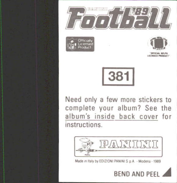 B2010- 1989 Panini Stickers Football Cards 251-417 -You Pick- 15+ FREE US SHIP - Picture 262 of 331