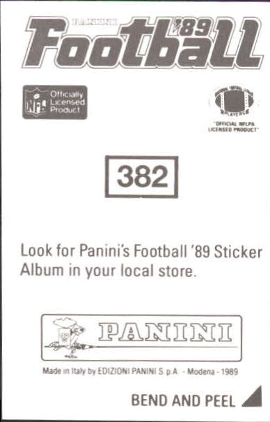 1989 Panini Stickers #382 Louis Lipps back image