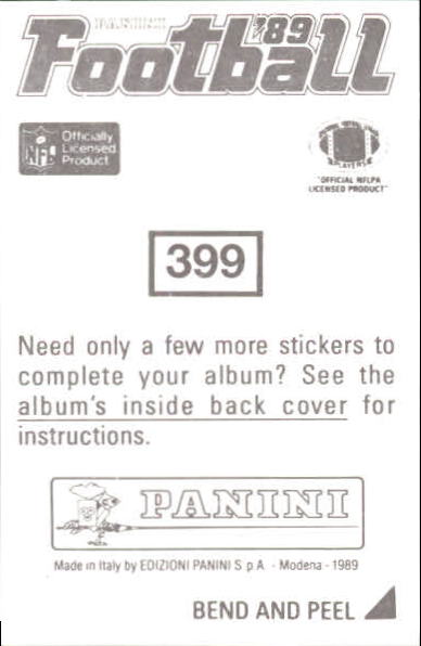 B2010- 1989 Panini Stickers Football Cards 251-417 -You Pick- 15+ FREE US SHIP - Picture 298 of 331