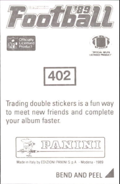 1989 Panini Stickers #402 Bryan Millard back image