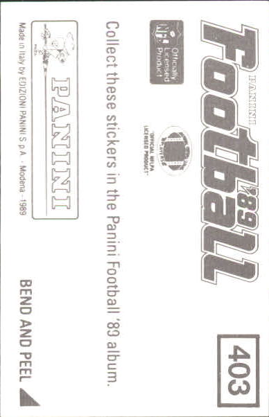 B2010- 1989 Panini Stickers Football Cards 251-417 -You Pick- 15+ FREE US SHIP - Picture 305 of 331