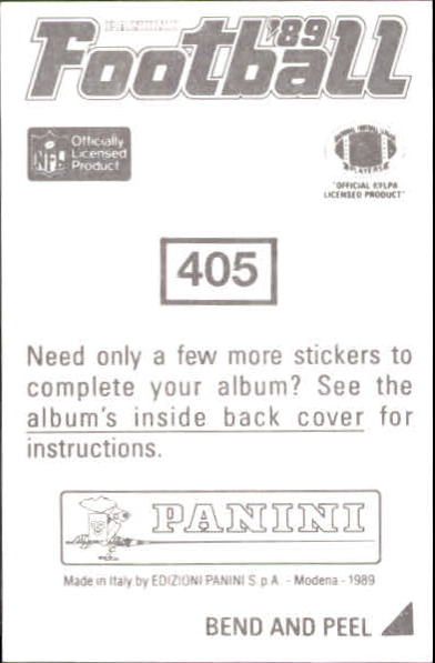 B2010- 1989 Panini Stickers Football Cards 251-417 -You Pick- 15+ FREE US SHIP - Picture 309 of 331