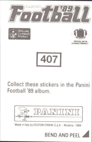 B2010- 1989 Panini Stickers Football Cards 251-417 -You Pick- 15+ FREE US SHIP - Picture 313 of 331
