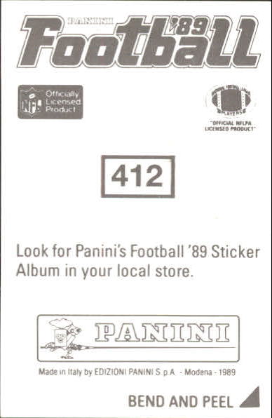 B2010- 1989 Panini Stickers Football Cards 251-417 -You Pick- 15+ FREE US SHIP - Picture 323 of 331