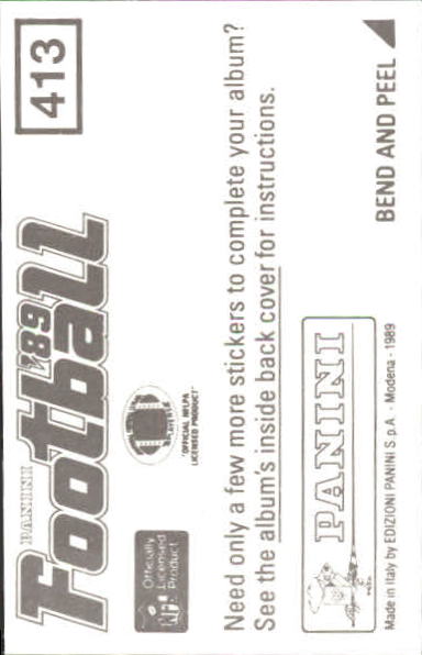 B2010- 1989 Panini Stickers Football Cards 251-417 -You Pick- 15+ FREE US SHIP - Picture 325 of 331