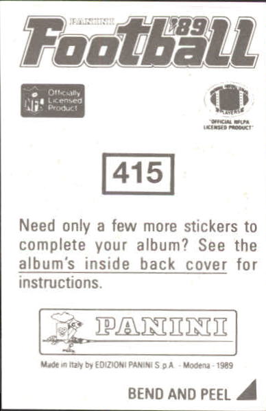 B2010- 1989 Panini Stickers Football Cards 251-417 -You Pick- 15+ FREE US SHIP - Picture 329 of 331