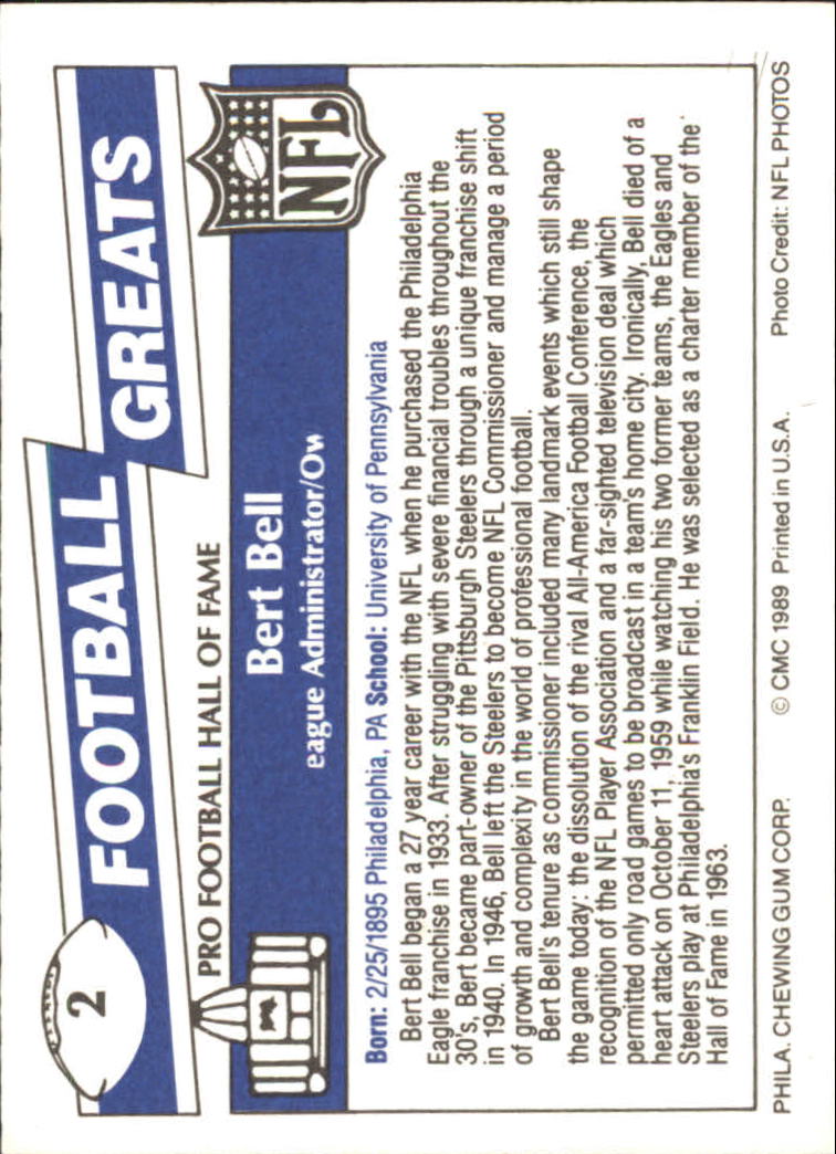 1989 Swell Greats #2 Bert Bell back image