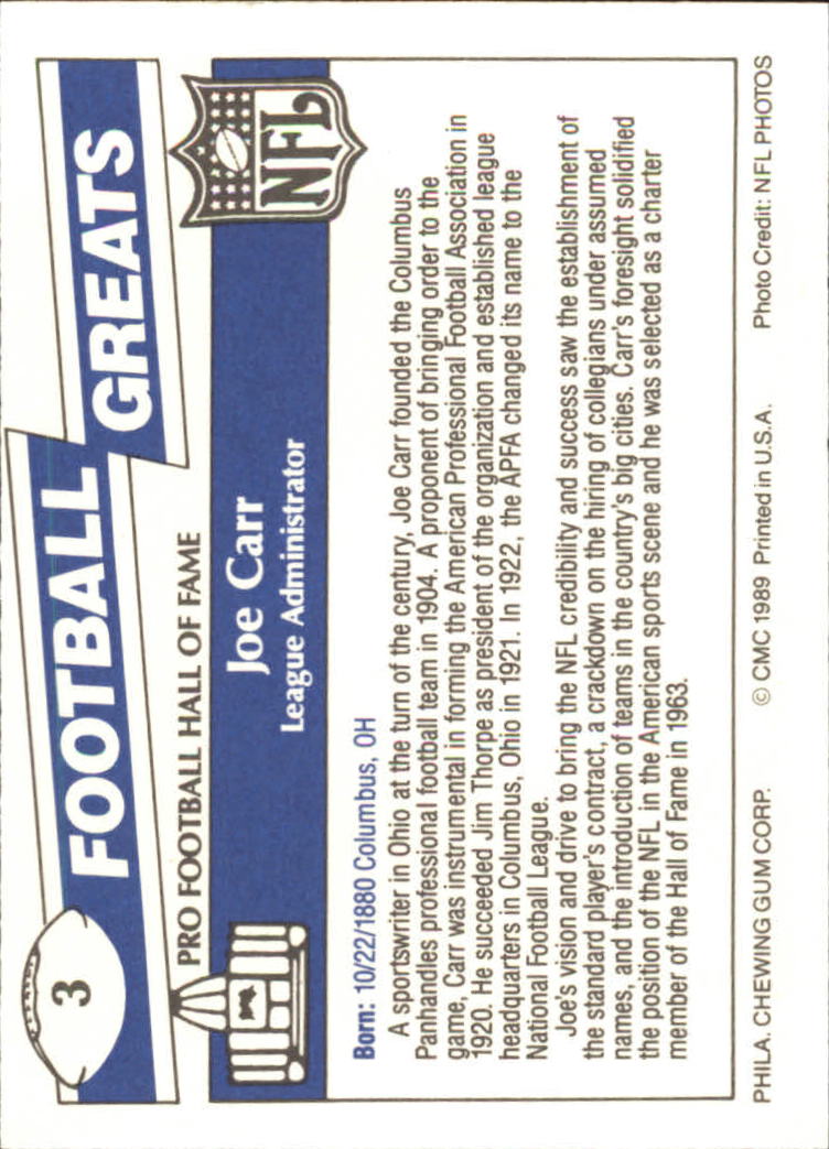 1989 Swell Greats (HOF) Football "Main Set" Base Cards - Bild 7 von 287