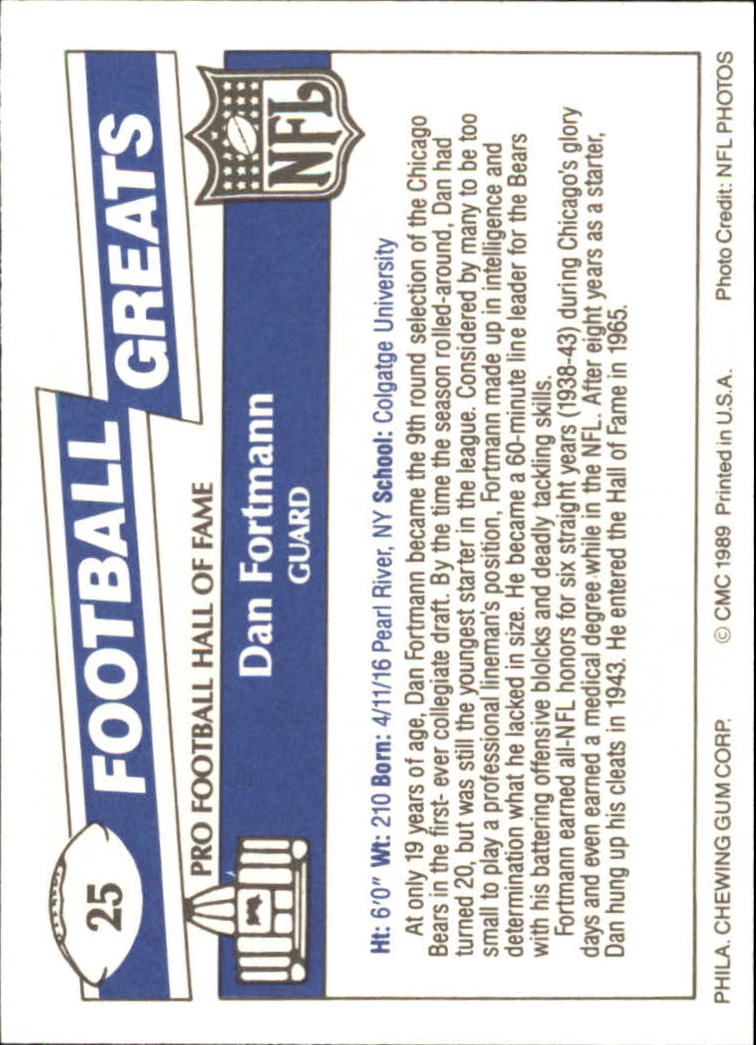 1989 Swell Greats (HOF) Football "Main Set" Base Cards - Bild 49 von 287