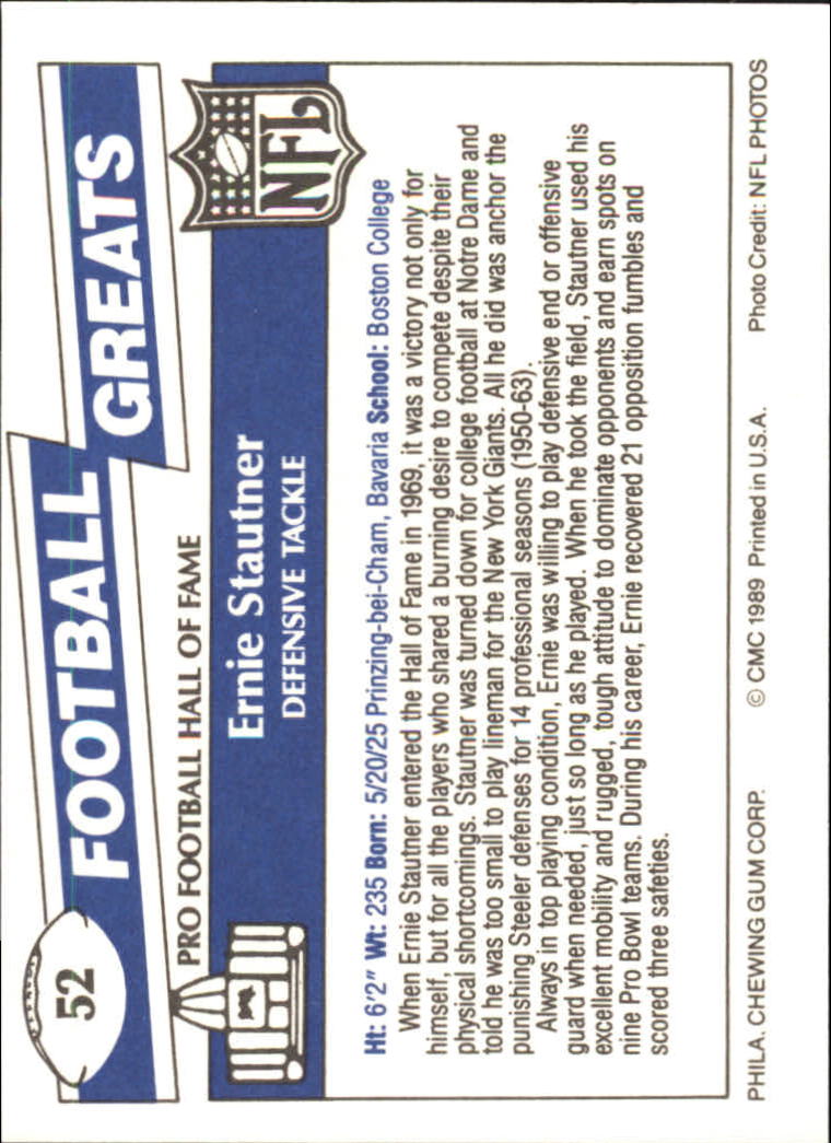 1989 Swell Greats (HOF) Football "Main Set" Base Cards - Bild 105 von 287