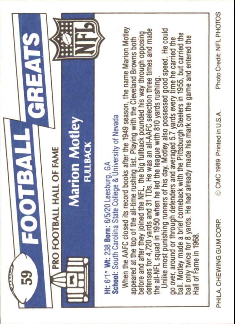 1989 Swell Greats (HOF) Football "Main Set" Base Cards - Bild 117 von 287